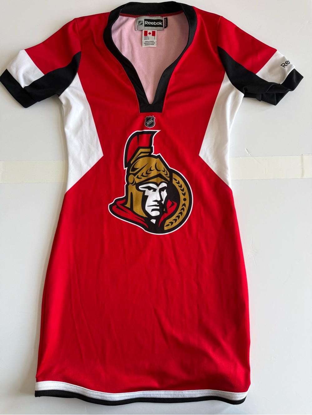 Reebok Red and Black NHL V-Neck Jersey Top